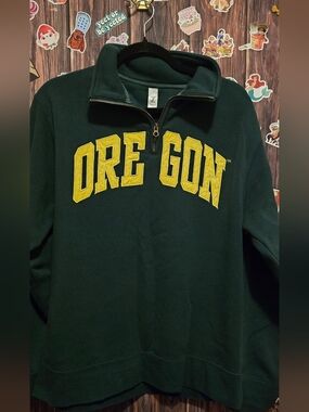 Forest Arched Yellow Twill Oregon 1/4-Zip Green & Yellow Hoodie